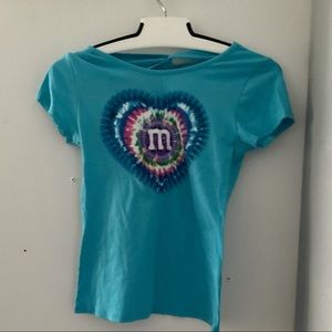 M&M blue shirt